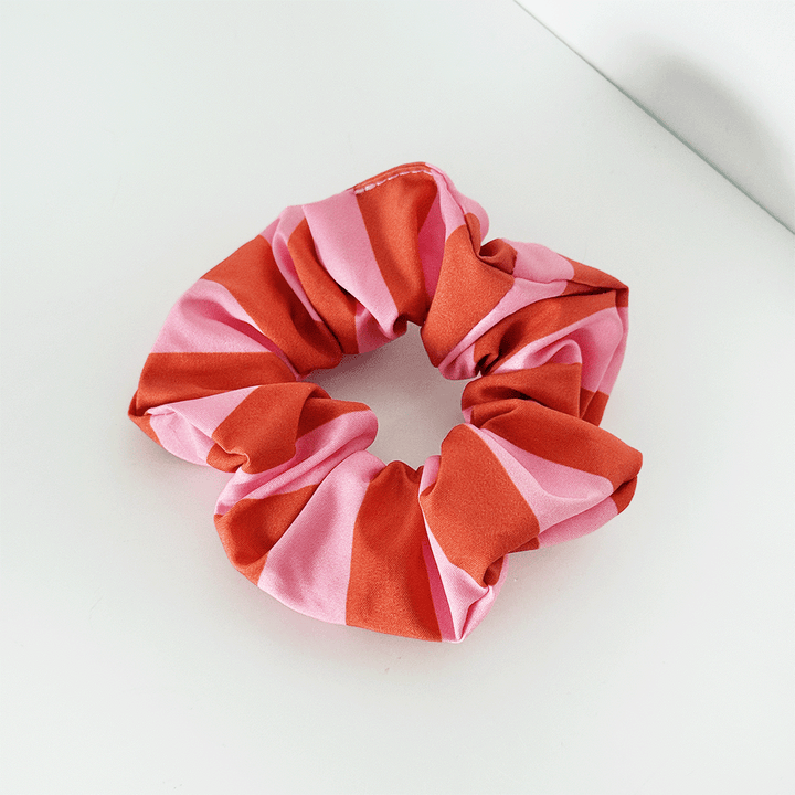 Orange and pink stripe Hair Scrunchie.