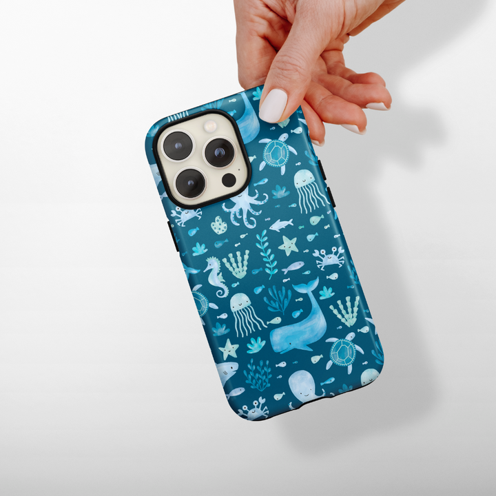 Tough Phone Case - Sea Life Party - Blue