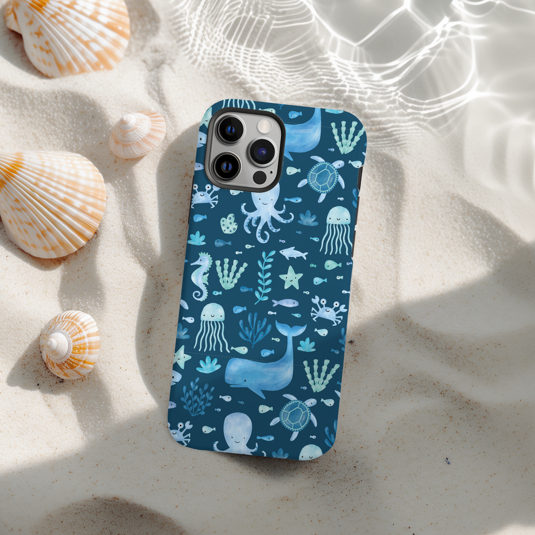 Tough Phone Case - Sea Life Party - Blue