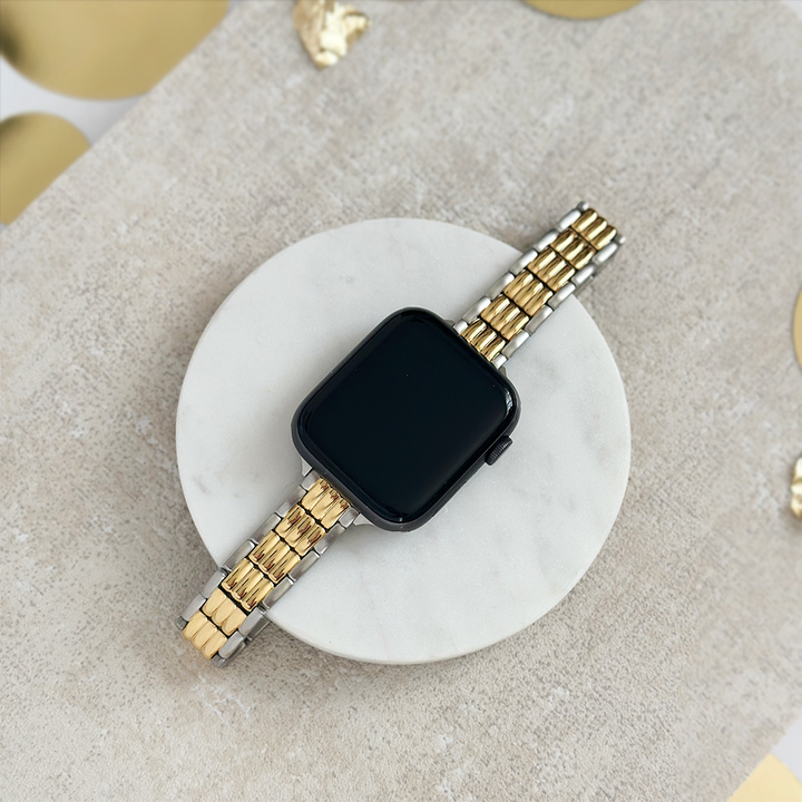 Retro Slim Stainless Steel Apple Watch Strap - Timeless Two Tone