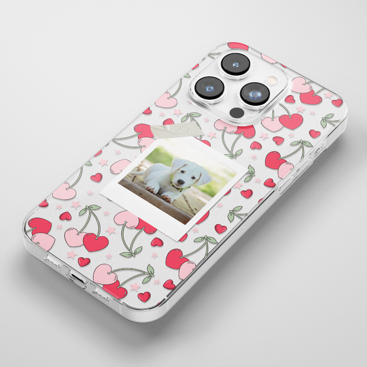 Clear Patterned Personalised Polaroid Dog Phone Case - Upload Your Photo