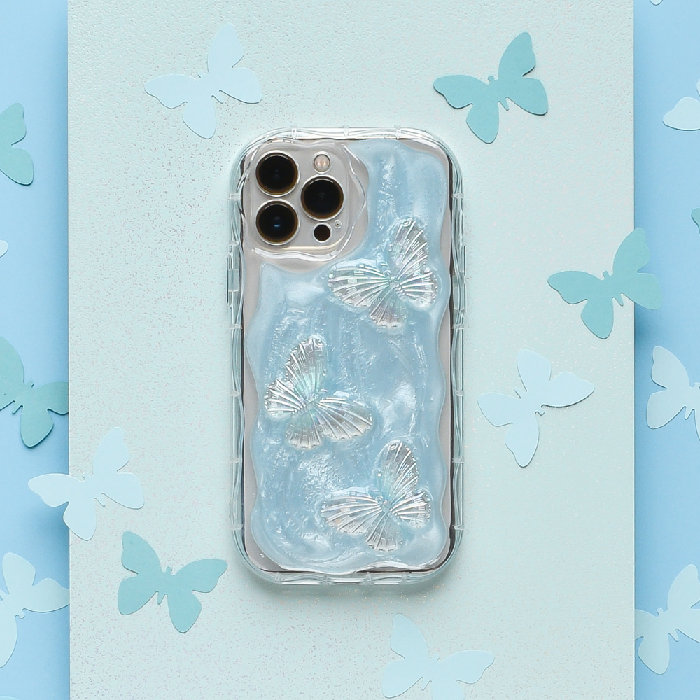 Shimmer Blue Butterflies iPhone Case Phone Cases Coconut Lane