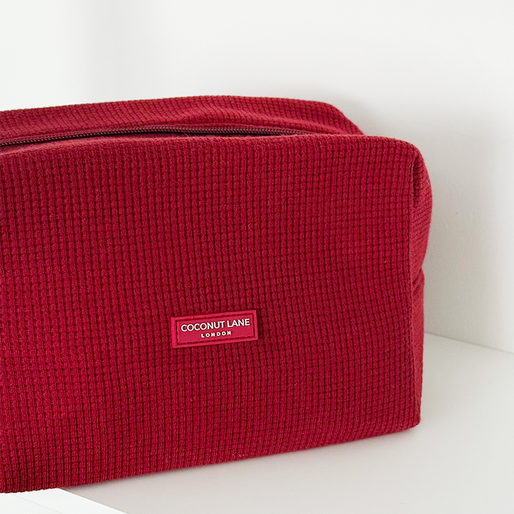 Waffle Makeup Bag - Burgundy