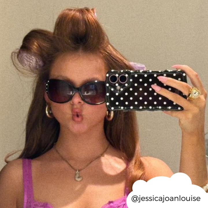 Wavy Phone Case - Black Polka Dot