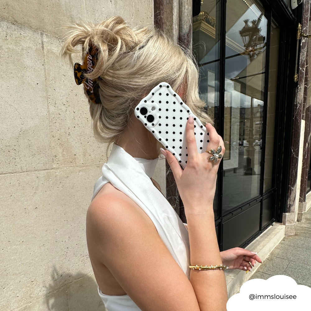 Wavy Phone Case - White Polka Dot