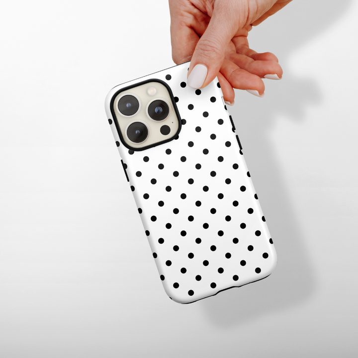 Tough Phone Case - White Polka Dot