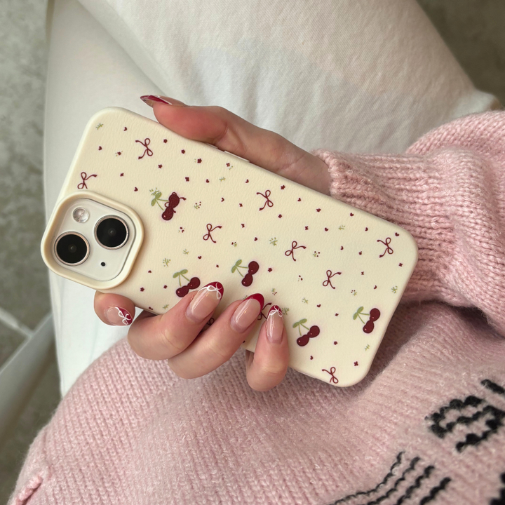 NEW - Ditsy Bows & Cherries Phone Case - Soft White