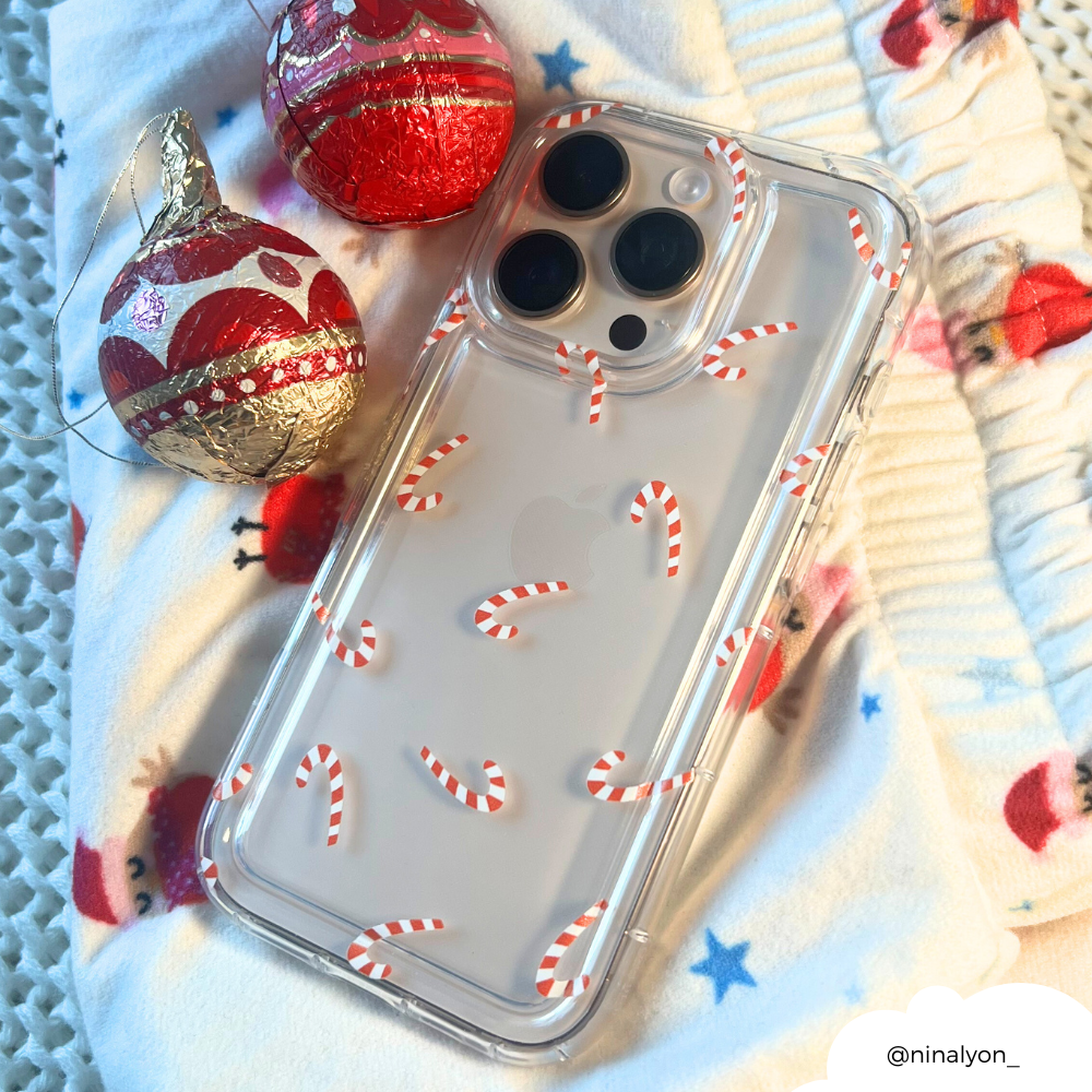 NEW - Clear Phone Case - Candy Canes