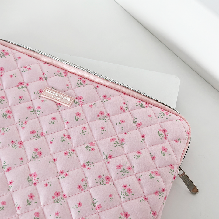 Quilted Ditsy Floral Pink Laptop Sleeve