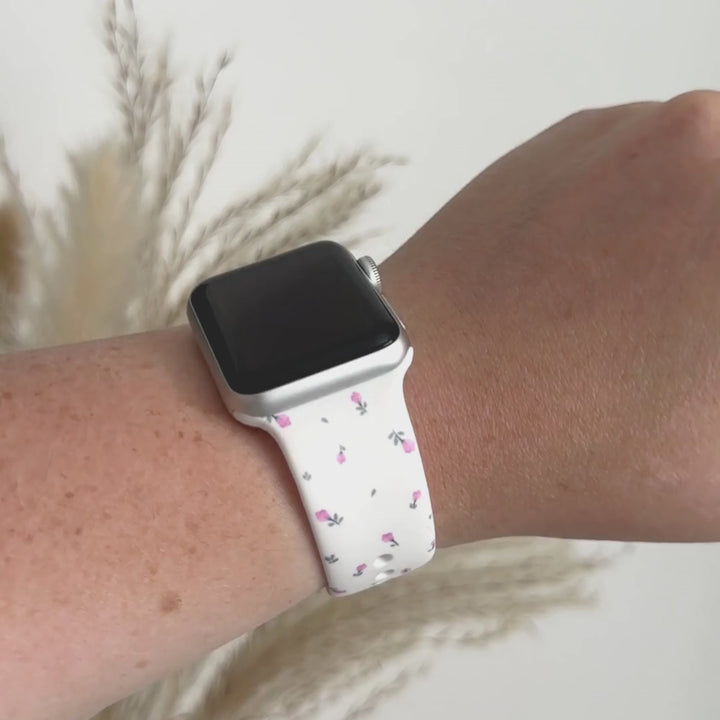 Ditsy Floral White Apple Watch Strap