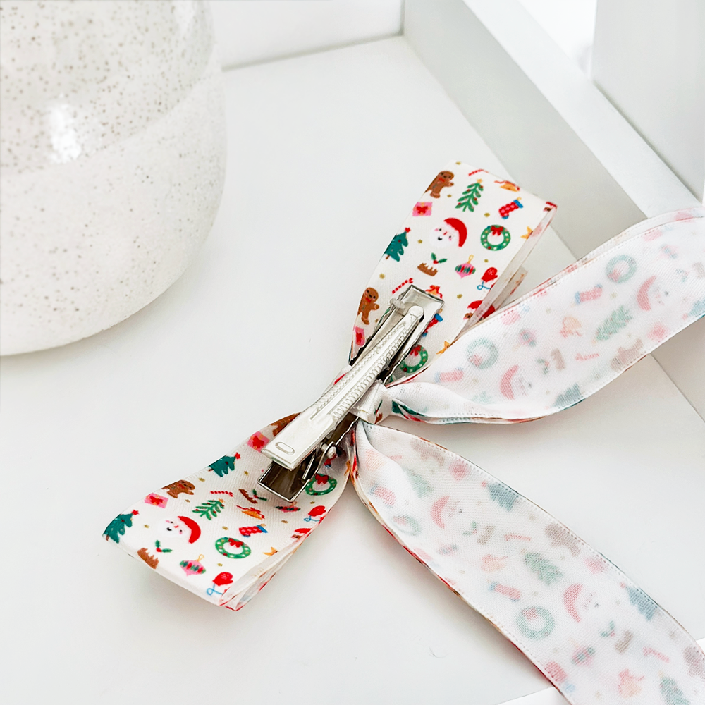 Ribbon Bow Clip - Christmas Party