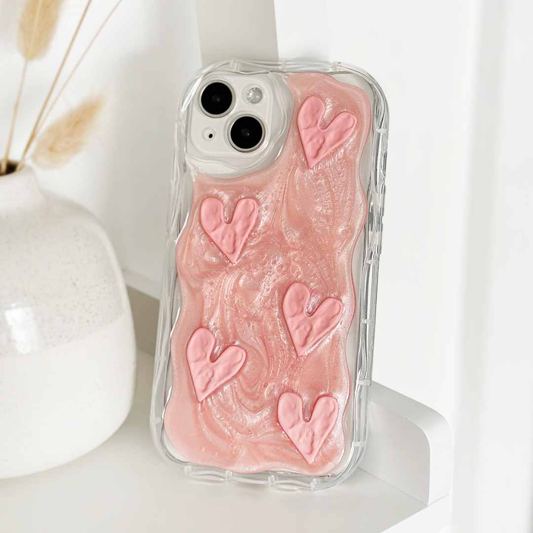 Shimmer Pink Hearts Phone Case