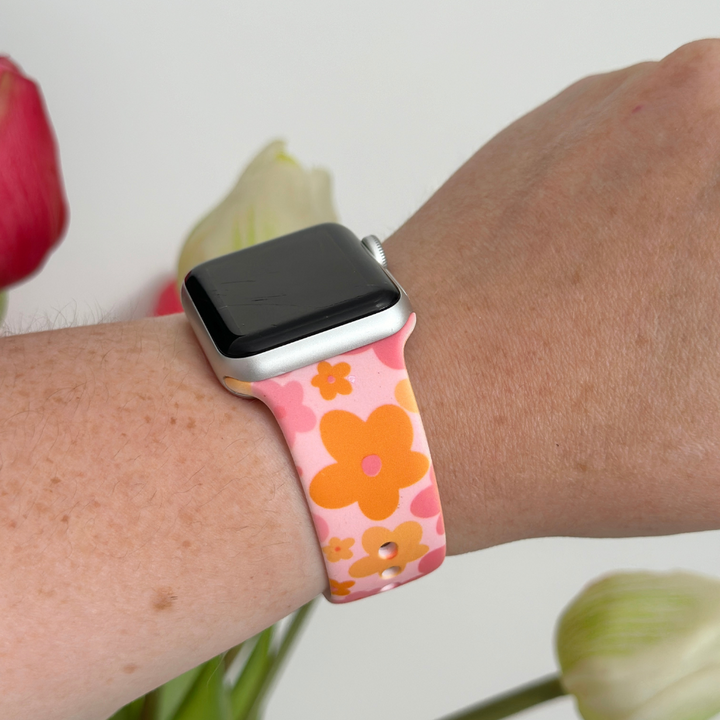 Pink & Orange Bloom Apple Watch Strap