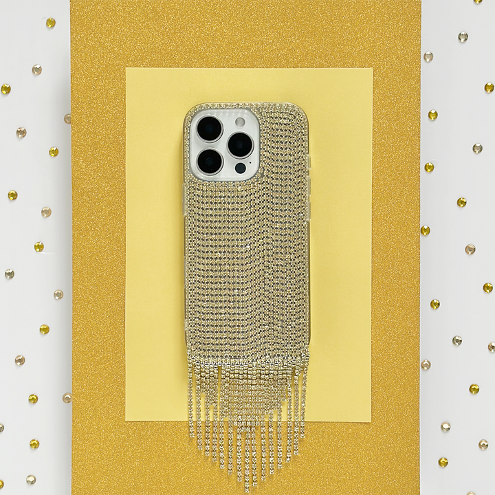 Diamante Tassel Phone Case - Gold