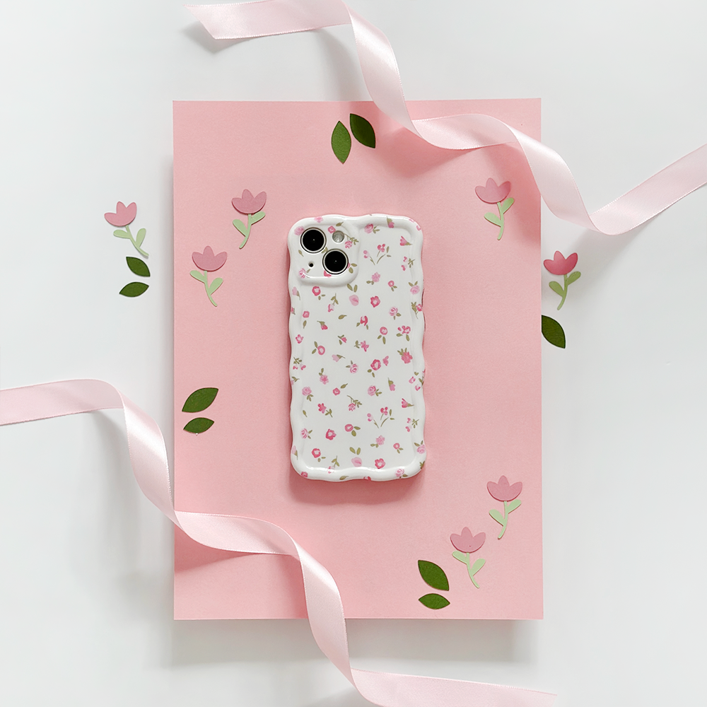 Wavy Phone Case - Pink Watercolour Flowers