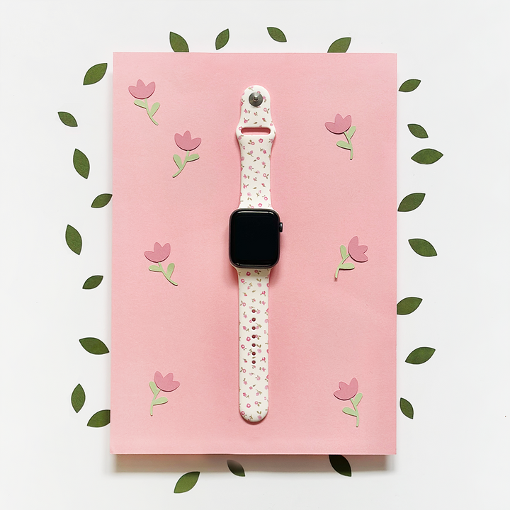 Pink Watercolour Flowers Apple Watch Strap