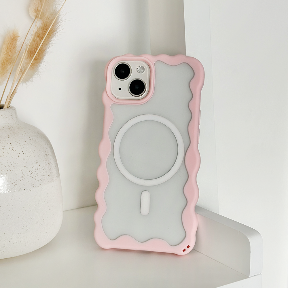 Wavy MagSafe Clear Phone Case - Pink