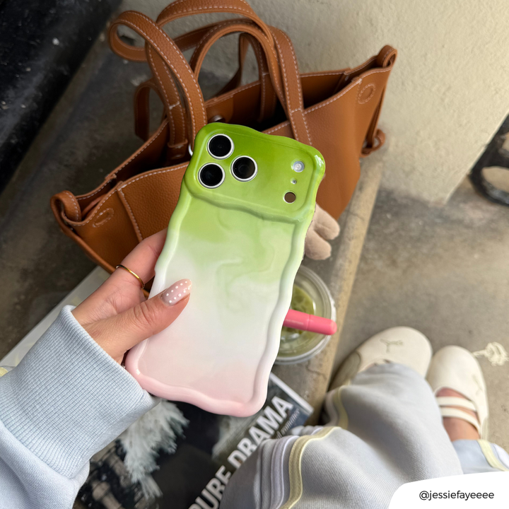 Close up of Wavy Strawberry Matcha Phone Case