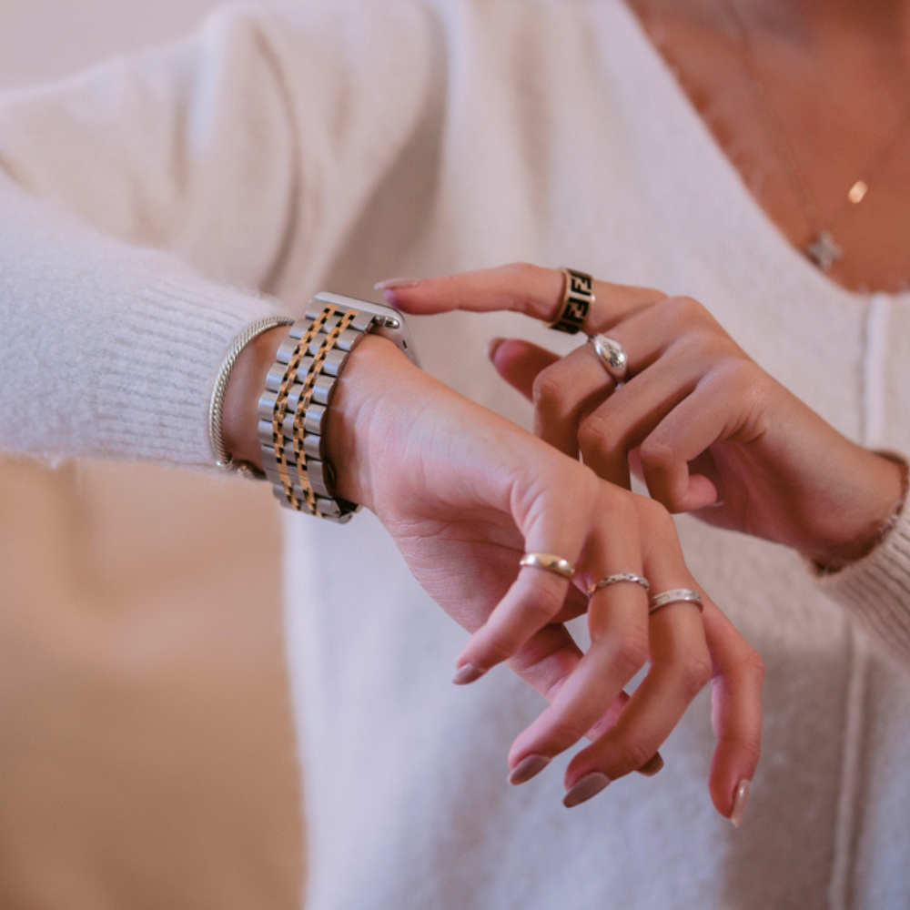 Stainless Steel Apple Watch Strap Silver Gold Watch Bands